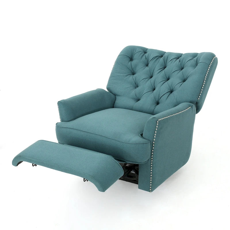 Roomfitters Electric Recliner with Copper Accents and Soft Upholstery, Comfortable Lounge Chair for Living Room, Teal
