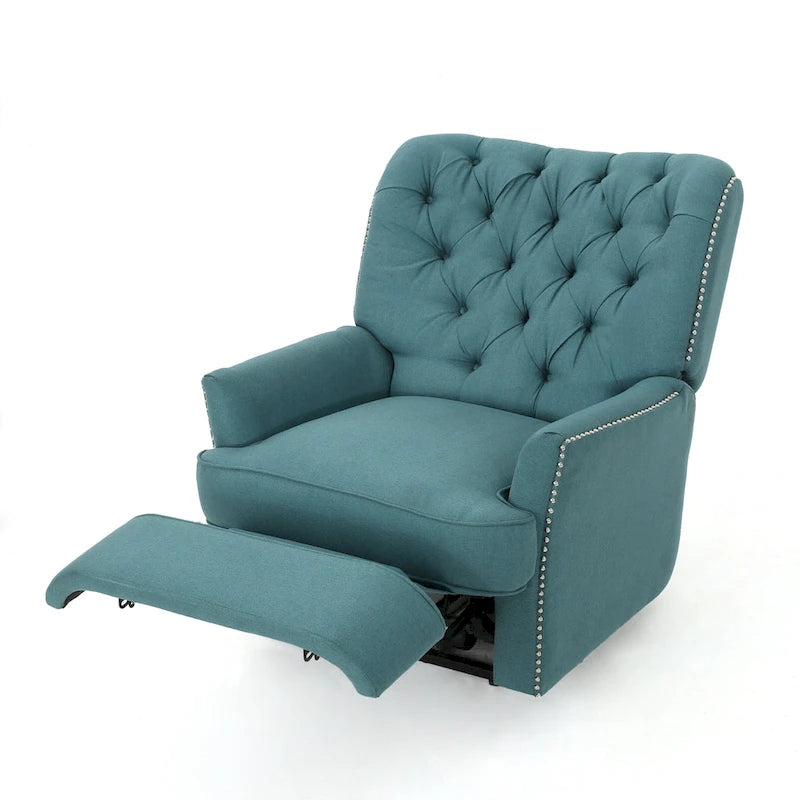 Roomfitters Electric Recliner with Copper Accents and Soft Upholstery, Comfortable Lounge Chair for Living Room, Teal