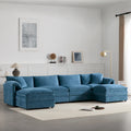 136  U-Shaped Chenille Cloud Sectional Sofa with Dual Ottomans
