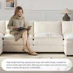 136  U-Shaped Chenille Cloud Sectional Sofa with Dual Ottomans