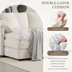 136  U-Shaped Chenille Cloud Sectional Sofa with Dual Ottomans