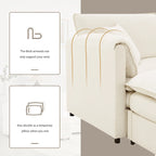 136  U-Shaped Chenille Cloud Sectional Sofa with Dual Ottomans