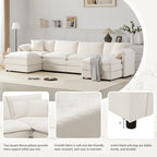 136  U-Shaped Chenille Cloud Sectional Sofa with Dual Ottomans