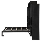 Queen Size Murphy Bed Wall Bed with Desk, Mirror and Vanity, Wooden Foldable Murphy Cabinet Bed with Storage Cabinets