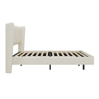 Queen Velvet Floating Platform Bed with LED Lights & 6  Storage