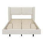 Queen Velvet Floating Platform Bed with LED Lights & 6  Storage