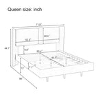 Queen Velvet Floating Platform Bed with LED Lights & 6  Storage
