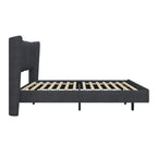 Queen Velvet Floating Platform Bed with LED Lights & 6  Storage
