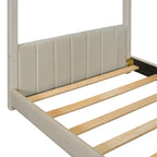 Twin Size Modern Canopy Bed with Striped Headboard & Roof Design