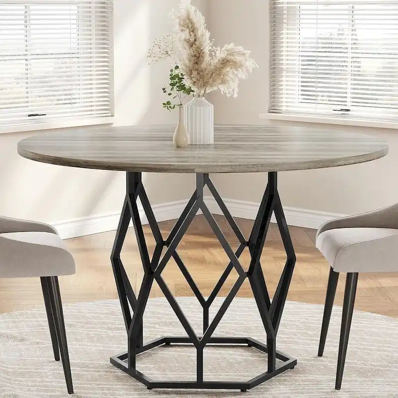 47 Inch Round Dining Table for Dining Room, Living Room - N/A