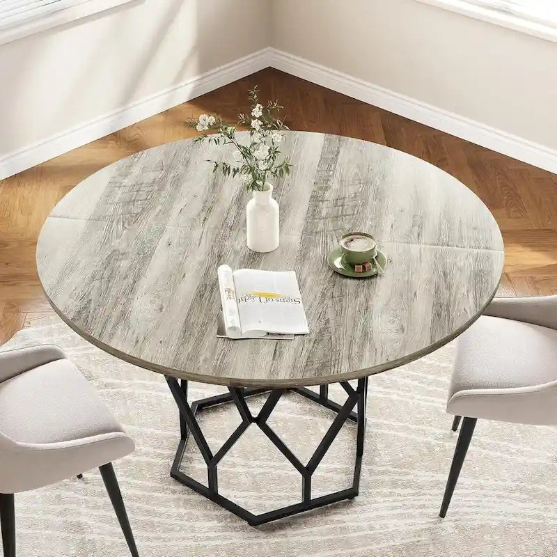 47 Inch Round Dining Table for Dining Room, Living Room - N/A
