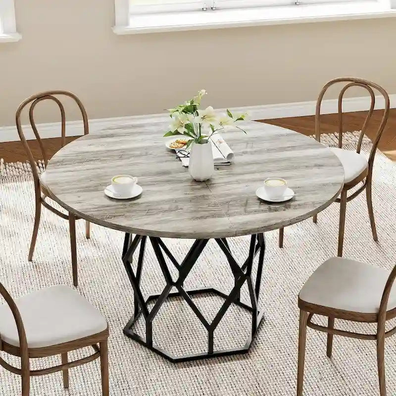 47 Inch Round Dining Table for Dining Room, Living Room - N/A
