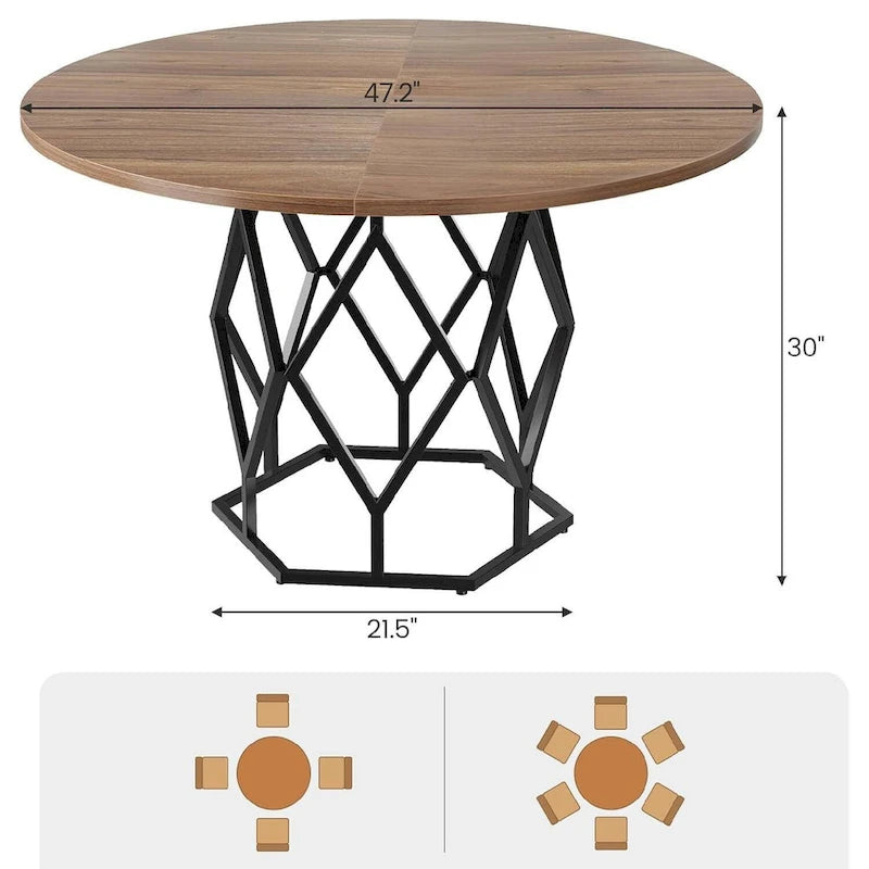 47 Inch Round Dining Table for Dining Room, Living Room - N/A