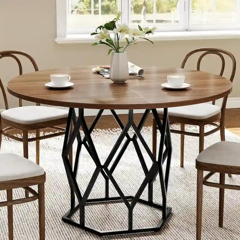 47 Inch Round Dining Table for Dining Room, Living Room - N/A