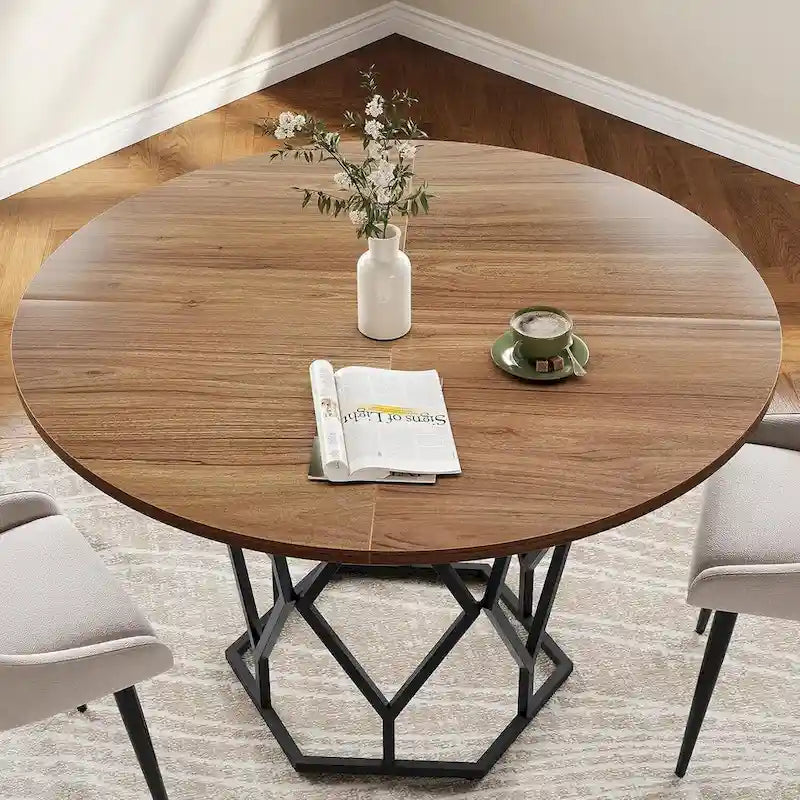 47 Inch Round Dining Table for Dining Room, Living Room - N/A