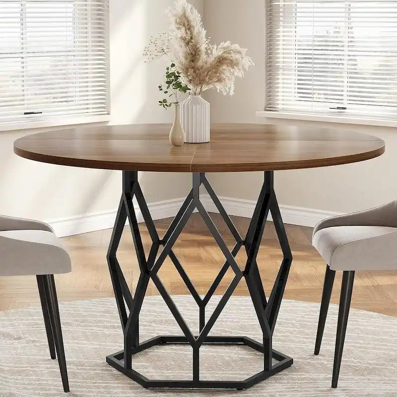 47 Inch Round Dining Table for Dining Room, Living Room - N/A