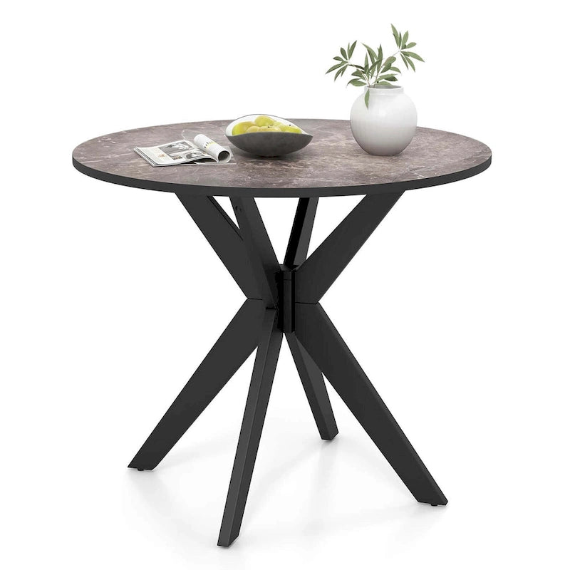Costway Round Dining Table 36  Faux Marble Tabletop Rubber Wood Legs - See Details