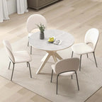 Costway Round Dining Table 36  Faux Marble Tabletop Rubber Wood Legs - See Details