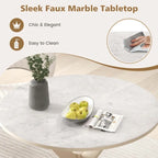 Costway Round Dining Table 36  Faux Marble Tabletop Rubber Wood Legs - See Details