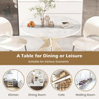 Costway Round Dining Table 36  Faux Marble Tabletop Rubber Wood Legs - See Details