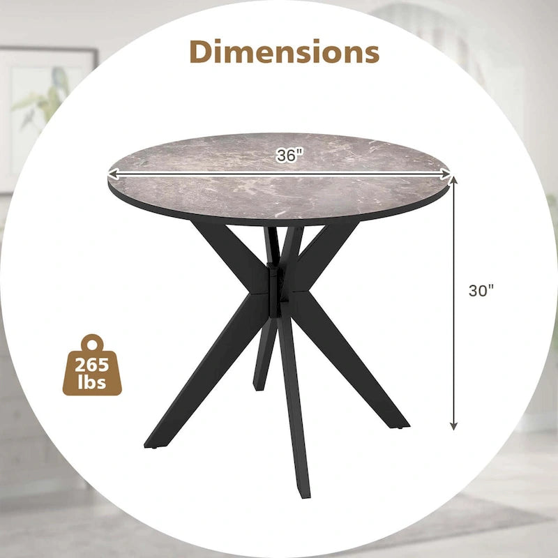 Costway Round Dining Table 36  Faux Marble Tabletop Rubber Wood Legs - See Details