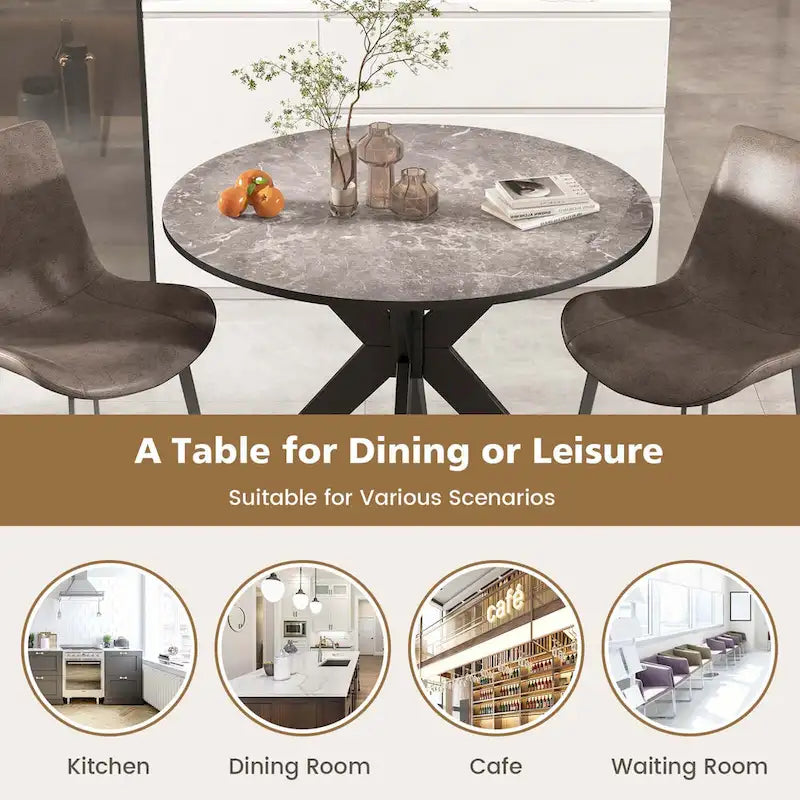 Costway Round Dining Table 36  Faux Marble Tabletop Rubber Wood Legs - See Details