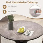 Costway Round Dining Table 36  Faux Marble Tabletop Rubber Wood Legs - See Details