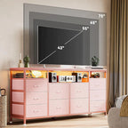 63.3 Inch Black Dresser for Bedroom, 10 Drawer Dresser TV Stand