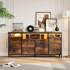 63.3 Inch Black Dresser for Bedroom, 10 Drawer Dresser TV Stand