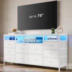63.3 Inch Black Dresser for Bedroom, 10 Drawer Dresser TV Stand