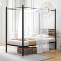 Gymax Twin/Full/Queen Size 4-Post Canopy Bed Frame Rustproof Metal