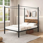 Gymax Twin/Full/Queen Size 4-Post Canopy Bed Frame Rustproof Metal
