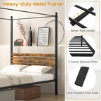 Gymax Twin/Full/Queen Size 4-Post Canopy Bed Frame Rustproof Metal