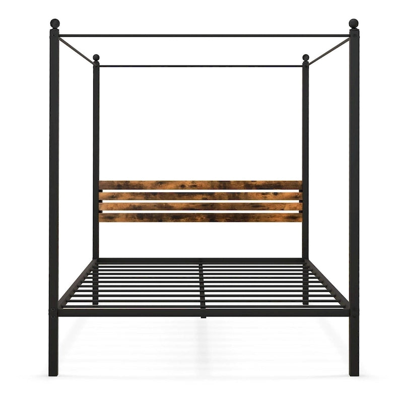 Gymax Twin/Full/Queen Size 4-Post Canopy Bed Frame Rustproof Metal
