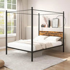 Gymax Twin/Full/Queen Size 4-Post Canopy Bed Frame Rustproof Metal