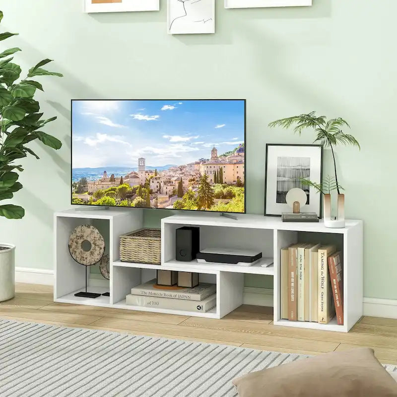 Costway 2 PCS Adjustable TV Stands with Storage Cubes for TVs up to 55 - See Details