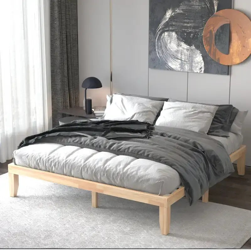 Costway King Size 14  Wooden Bed Frame Mattress Platform Wood Slats