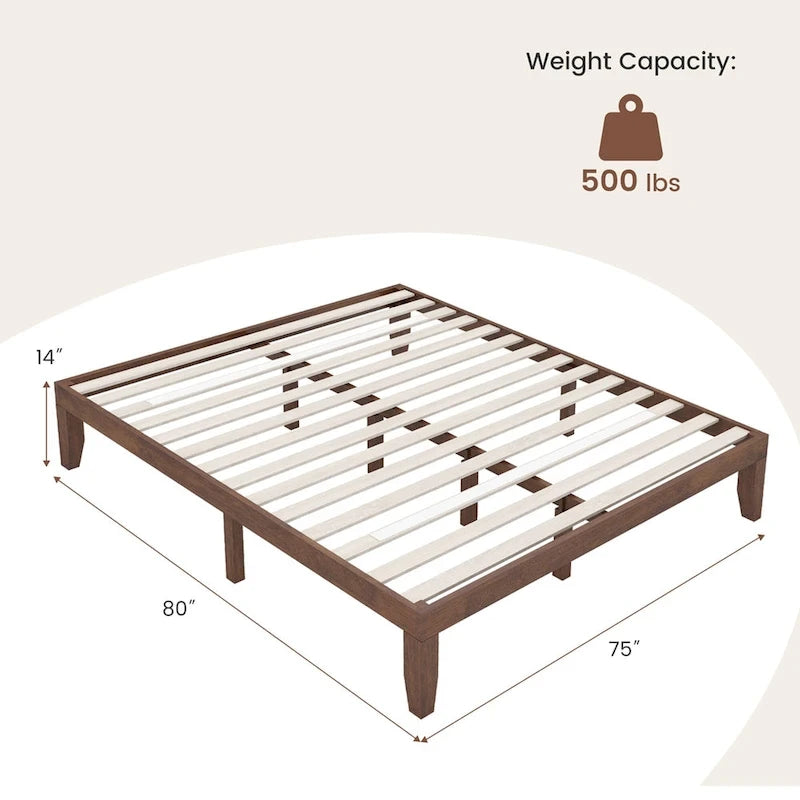 Costway King Size 14  Wooden Bed Frame Mattress Platform Wood Slats
