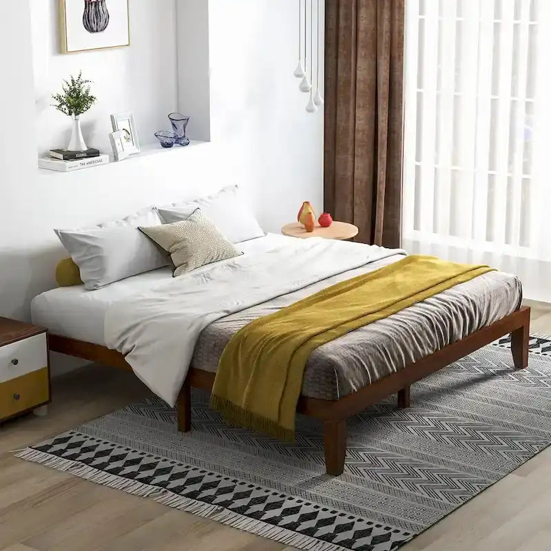Costway King Size 14  Wooden Bed Frame Mattress Platform Wood Slats
