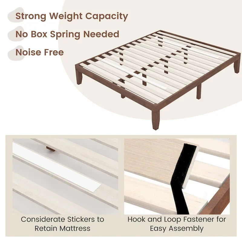 Costway King Size 14  Wooden Bed Frame Mattress Platform Wood Slats