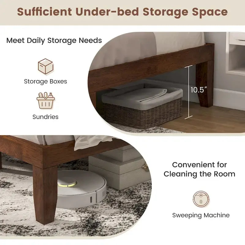 Costway King Size 14  Wooden Bed Frame Mattress Platform Wood Slats