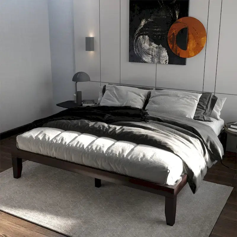 Costway King Size 14  Wooden Bed Frame Mattress Platform Wood Slats
