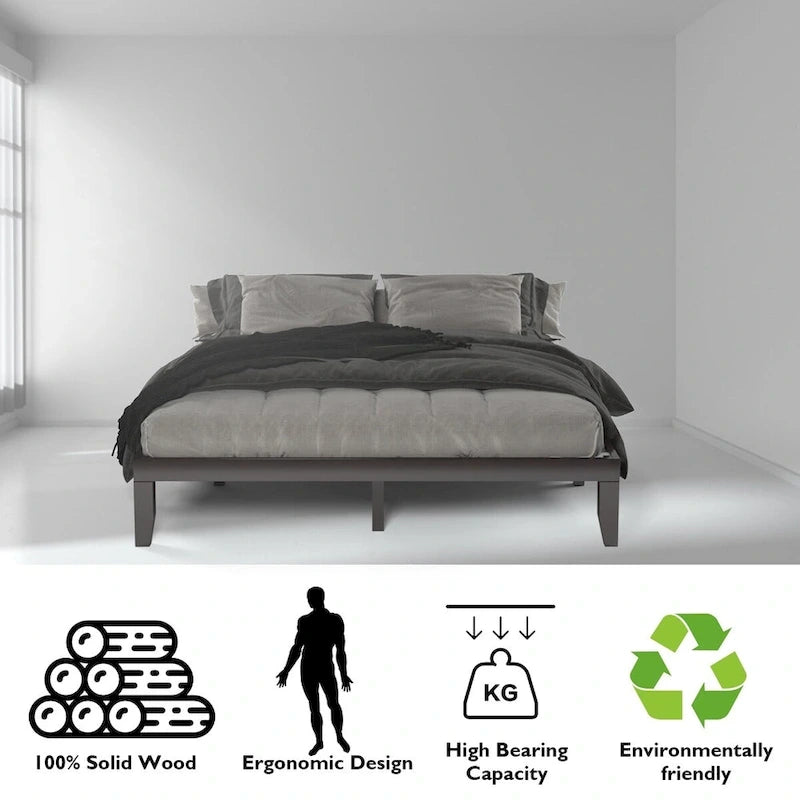 Costway King Size 14  Wooden Bed Frame Mattress Platform Wood Slats