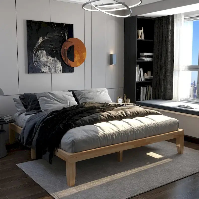 Costway King Size 14  Wooden Bed Frame Mattress Platform Wood Slats