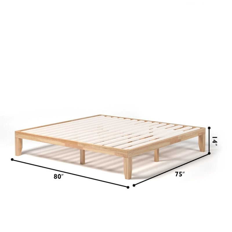 Costway King Size 14  Wooden Bed Frame Mattress Platform Wood Slats