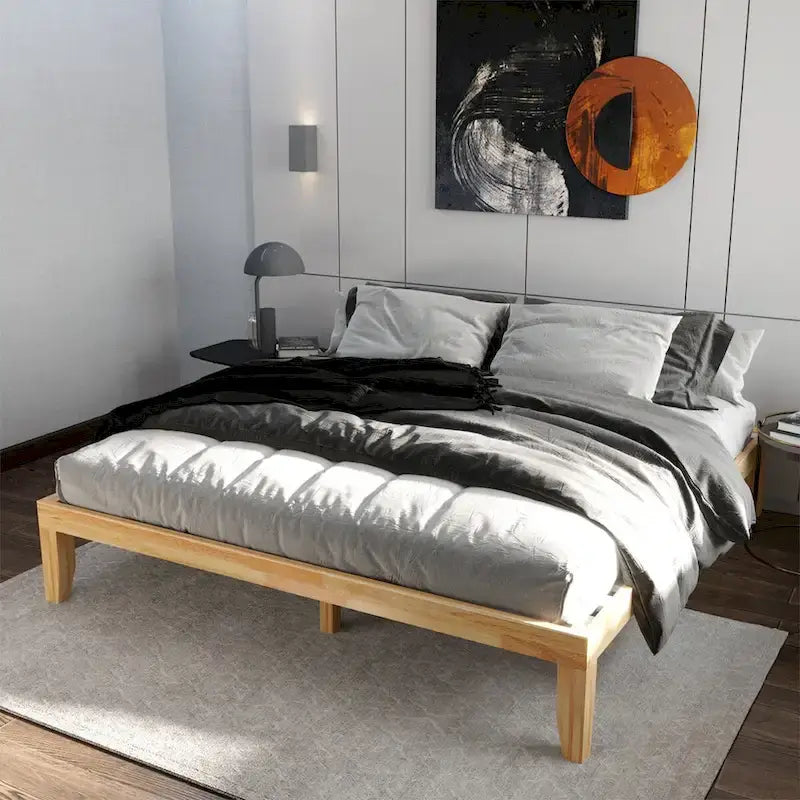 Costway King Size 14  Wooden Bed Frame Mattress Platform Wood Slats