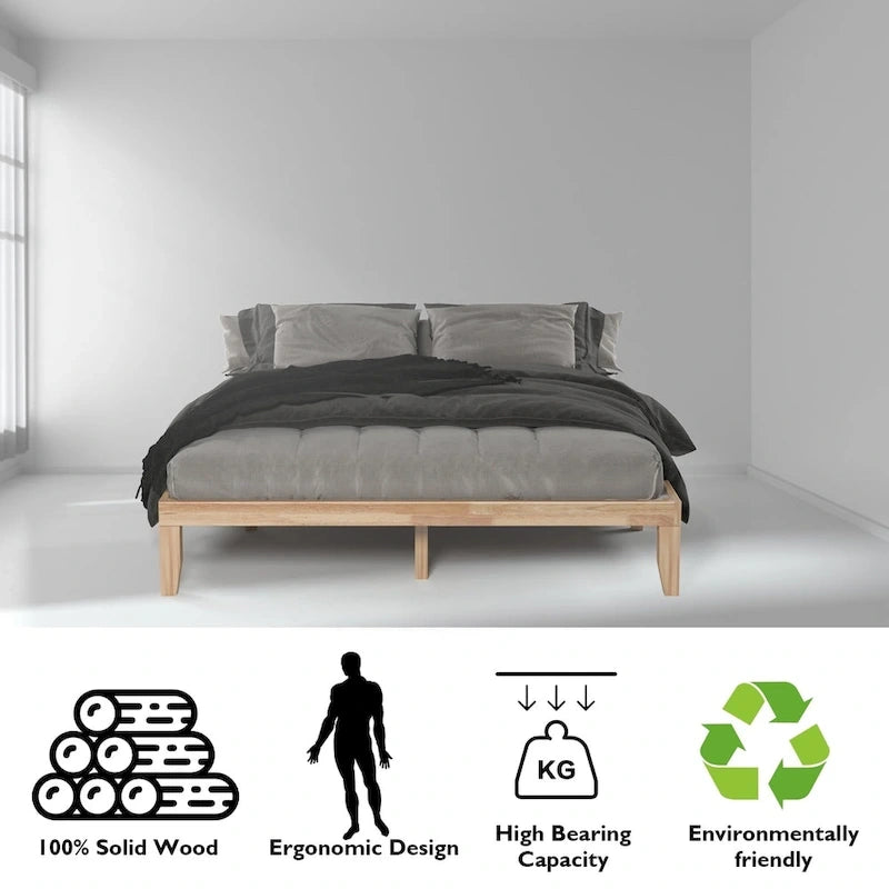 Costway King Size 14  Wooden Bed Frame Mattress Platform Wood Slats