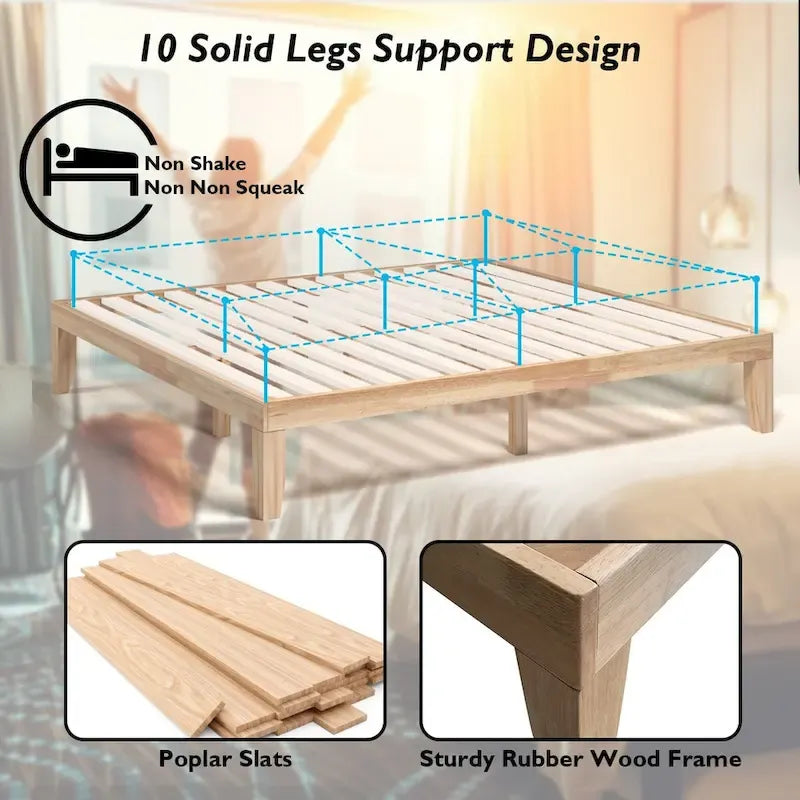 Costway King Size 14  Wooden Bed Frame Mattress Platform Wood Slats