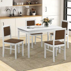 Gymax 5 PCS Dining Table Set for 4 w/Rubber Wood Legs Upholstered Seat