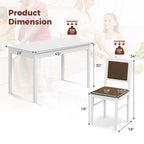Gymax 5 PCS Dining Table Set for 4 w/Rubber Wood Legs Upholstered Seat